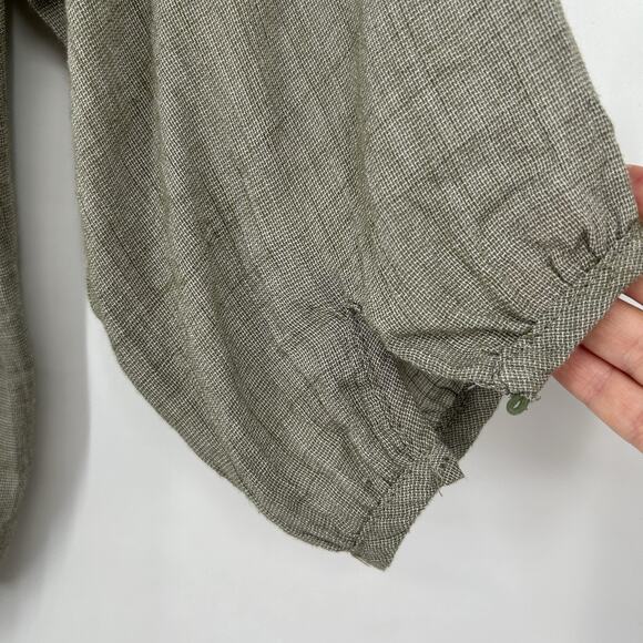 Azel Hazel Hazel Haze Boho Crop Top Green Lace Embroidered 3/4 Sleeve Size M - Picture 7 of 9